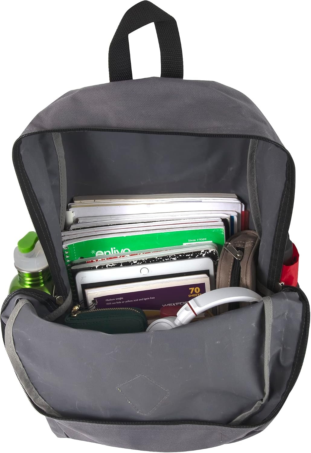 Trail maker 24 Pack 19 Inch Backpacks for Commute, Travel, Donation (Black) | Classic unisex design padded shoulder strap Side mesh water bottle pocket top carry handle Zipper Pocket gym travel bookbags((24 Pack) Gray)