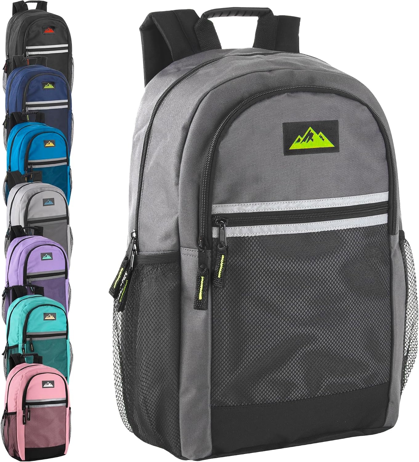 Summit Ridge 24 Pack Bulk Reflective Backpacks Wholesale for College Men, Women, Homeless Adults (Female Colors Pack)((24 Pack) Unisex Assorted)