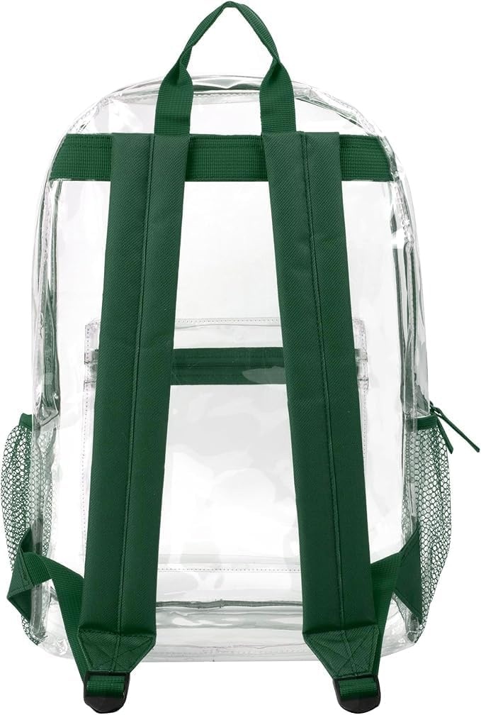 Trail maker Bulk Clear Backpacks Wholesale for School 24 Pack Clear Backpacks for Boys, Girls, School, Stadium, Travel (Assorted Colors Pack)(Green Pack)