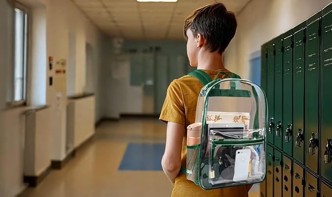 Trail maker Bulk Clear Backpacks Wholesale for School 24 Pack Clear Backpacks for Boys, Girls, School, Stadium, Travel (Assorted Colors Pack)(Green Pack)