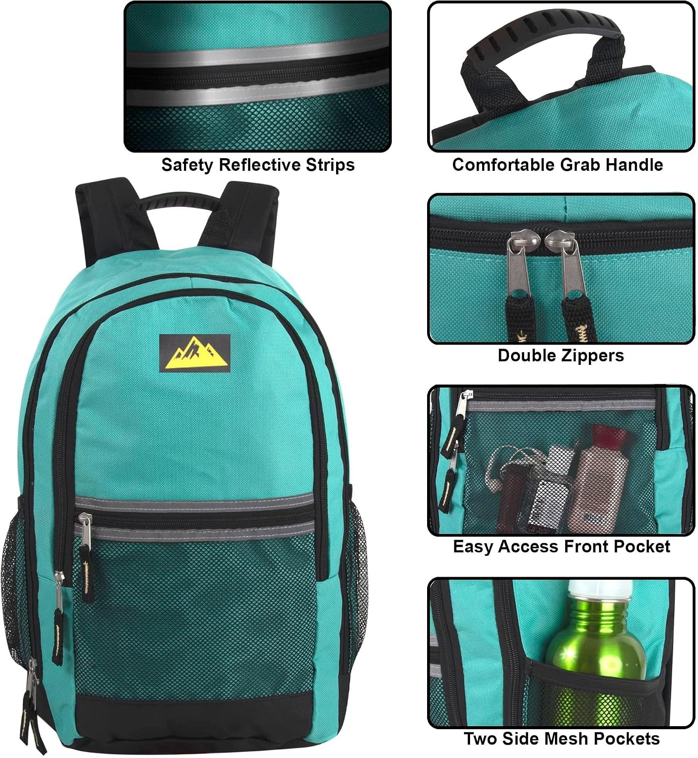Summit Ridge 24 Pack Bulk Reflective Backpacks Wholesale for College Men, Women, Homeless Adults (Female Colors Pack)(Female Colors Pack)