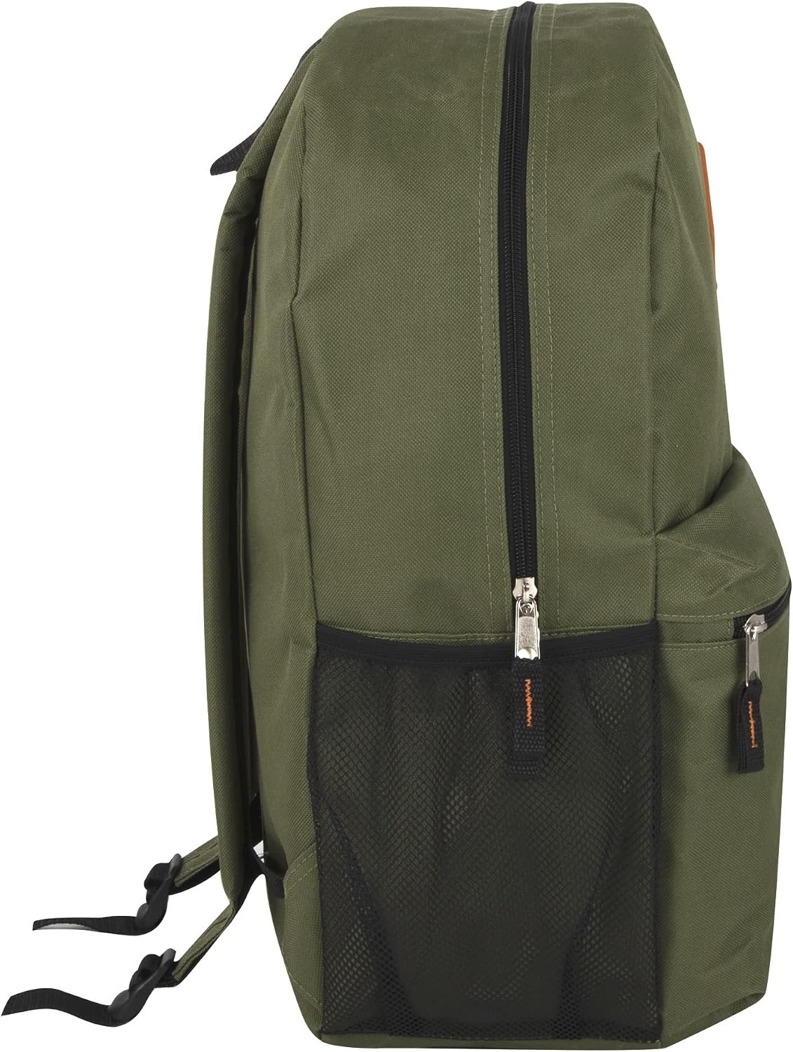 Trail maker 24 Pack 19 Inch Backpacks for Commute, Travel, Donation (Black) | Classic unisex design padded shoulder strap Side mesh water bottle pocket top carry handle Zipper Pocket gym travel bookbags((24 Pack) Olive Green)