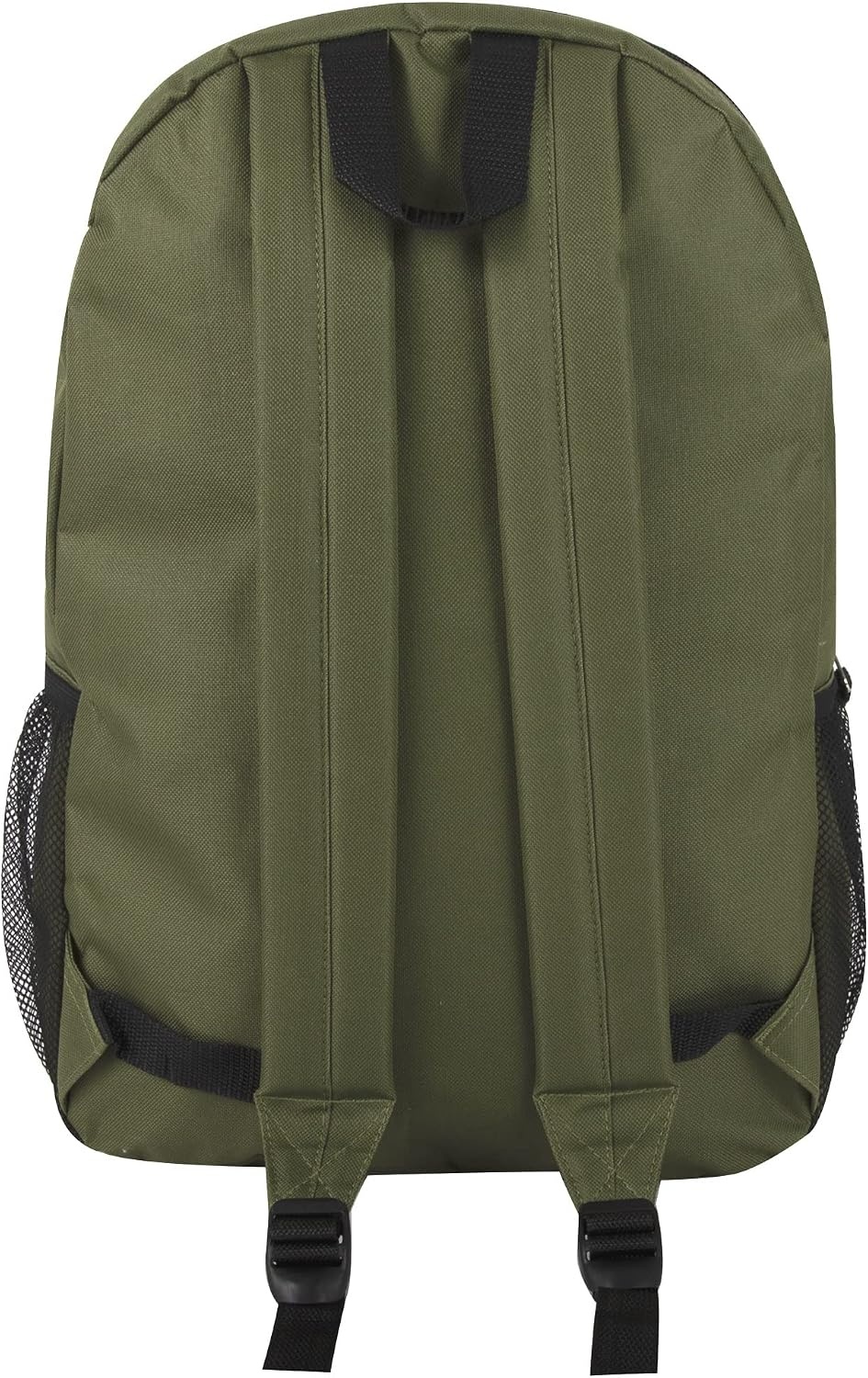 Trail maker 24 Pack 19 Inch Backpacks for Commute, Travel, Donation (Black) | Classic unisex design padded shoulder strap Side mesh water bottle pocket top carry handle Zipper Pocket gym travel bookbags((24 Pack) Olive Green)