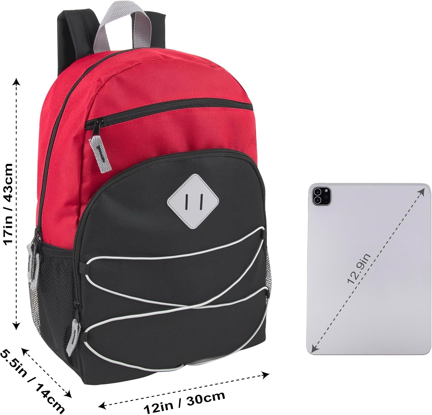 Adventure Trails 24 Pack Bulk Backpacks Wholesale for Homeless Men, Women, Donation | 17 Inch Dual Compartment Bungee Backpacks with Pockets (Dark Colors Pack)(Dark Colors Pack)