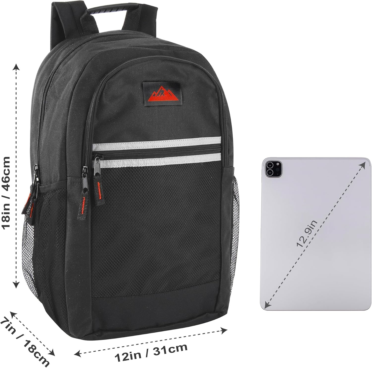 Summit Ridge 24 Pack Bulk Reflective Backpacks Wholesale for College Men, Women, Homeless Adults (Female Colors Pack)(All Black Pack)