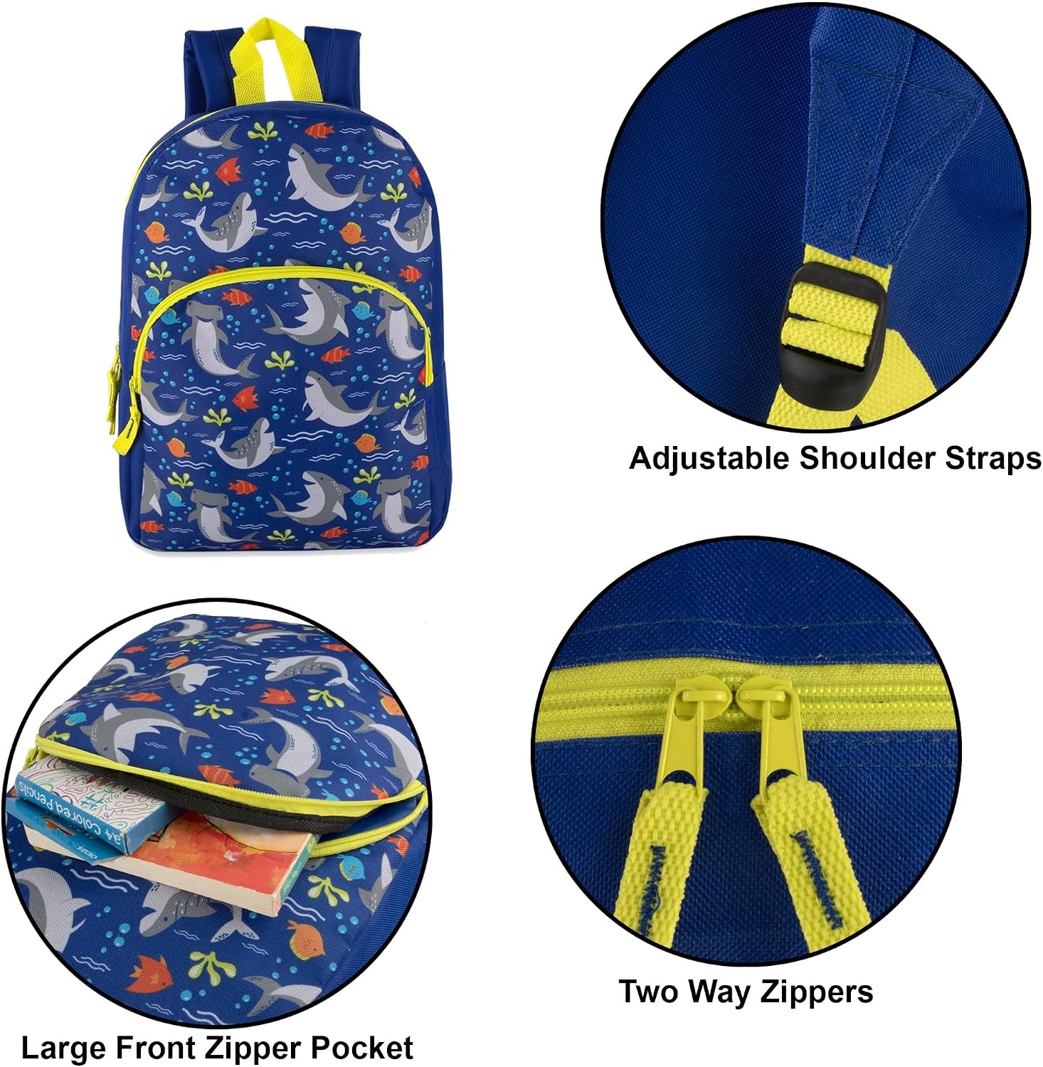 Trail maker Wholesale Kids Backpacks for Boys, Girls Bulk Backpacks 24 Pack with Fun Patterns, Adjustable Padded Straps(Male Fantastic Creature Prints)