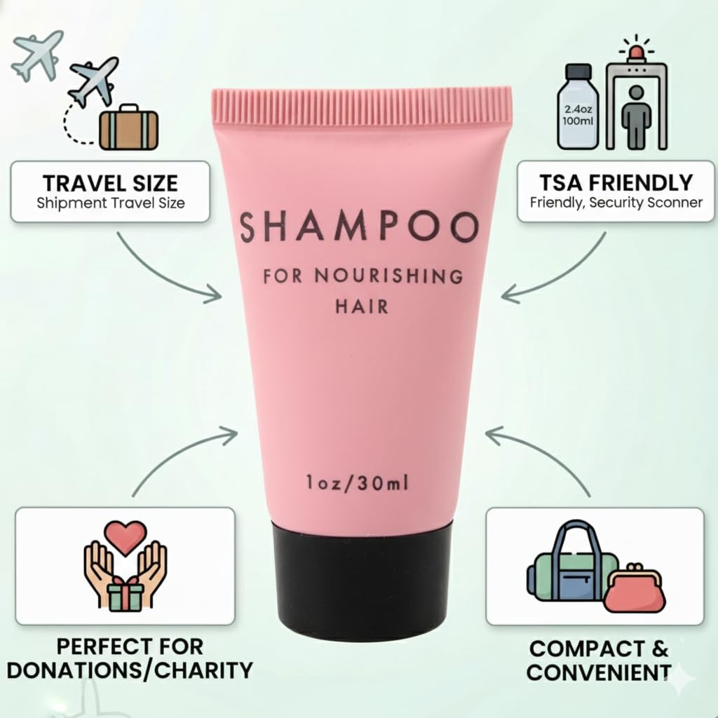 Trail maker 100 pack 1 oz Shampoo Travel Size for Hotel, Homeless, Shelters, Donation, Charity, Travel (100 bottles 1 ounce each)(Women’s Scented)