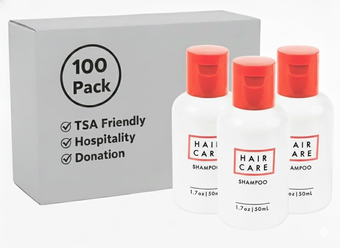Trail maker 100 pack 1 oz Shampoo Travel Size for Hotel, Homeless, Shelters, Donation, Charity, Travel (100 bottles 1 ounce each)(Women’s Scented)