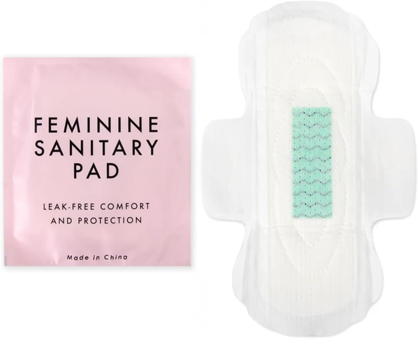 100 Bulk Pads with Wings Individually Wrapped for Women Homeless, Postpartum, Hospitals, Feminine Incontinence Menstruation Sanitary Pads for Women