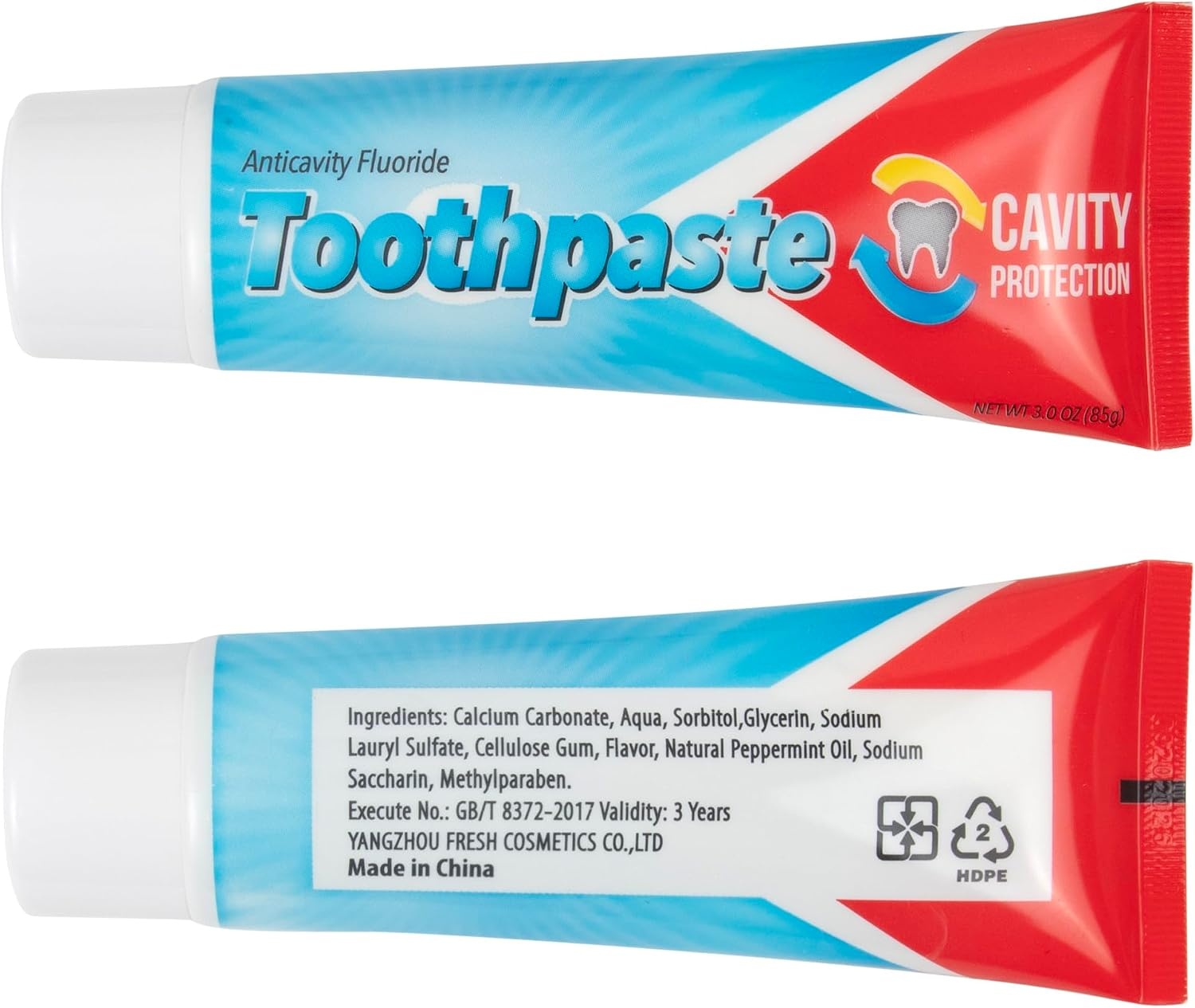 100 Pack .60 oz Peppermint Travel Size Toothpaste – Hospitality, Hotel, Travel, Donation, Homeless, Charity (100 Tubes .60 Ounce Each)(3 Ounce (100 Pack))
