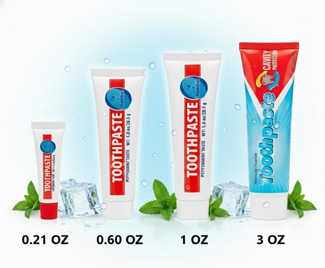 100 Pack .60 oz Peppermint Travel Size Toothpaste – Hospitality, Hotel, Travel, Donation, Homeless, Charity (100 Tubes .60 Ounce Each)(3 Ounce (100 Pack))