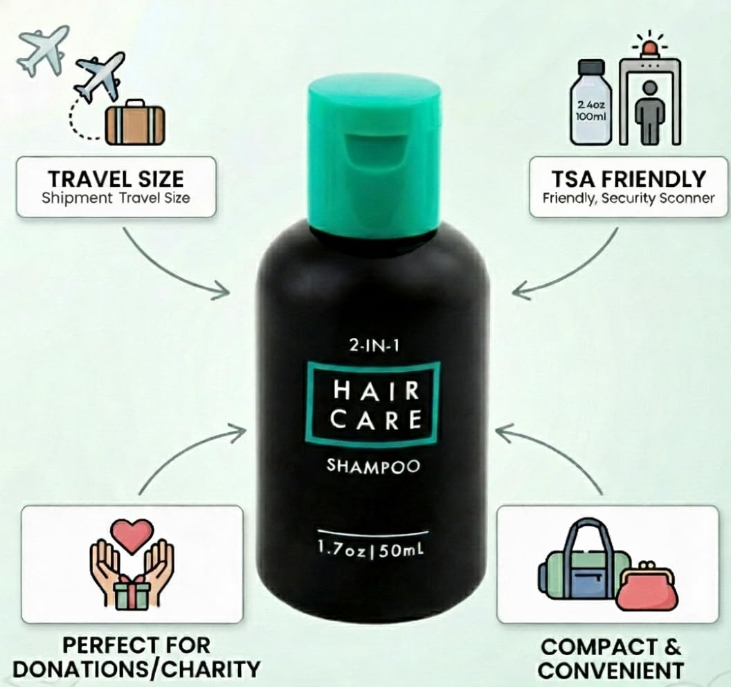 Trail maker 100 pack 1 oz Travel Shampoo for Hospitality, Hotel, Donation, Charity, Homeless (100 bottles 1 ounce each)(Men’s Scented)