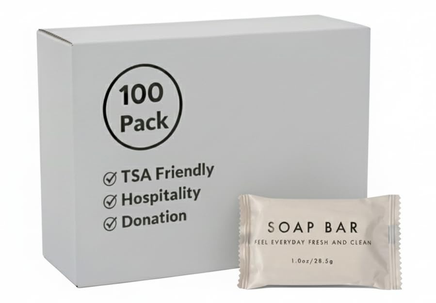 Trail maker 100 pack 3.73 Oz. Bar Soap for Hospitality, Homeless Shelter, Donation, Disaster Relief Supplies(1 Ounce (Pack of 100))