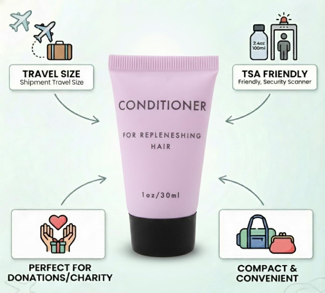 Trail maker 100 pack 1 oz Travel Size Hair Conditioner Shampoo Scented – Hotel, Homeless Shelter, Donation, Charity (Bulk 100 bottles 1 ounce each)(Floral)