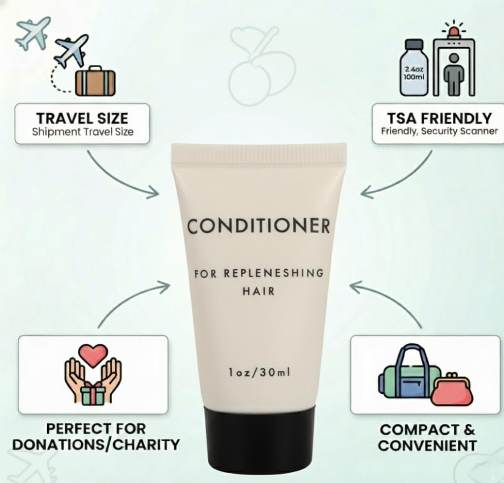 Trail maker 100 pack 1 oz Travel Size Hair Conditioner Shampoo Scented – Hotel, Homeless Shelter, Donation, Charity (Bulk 100 bottles 1 ounce each)(Unscented)