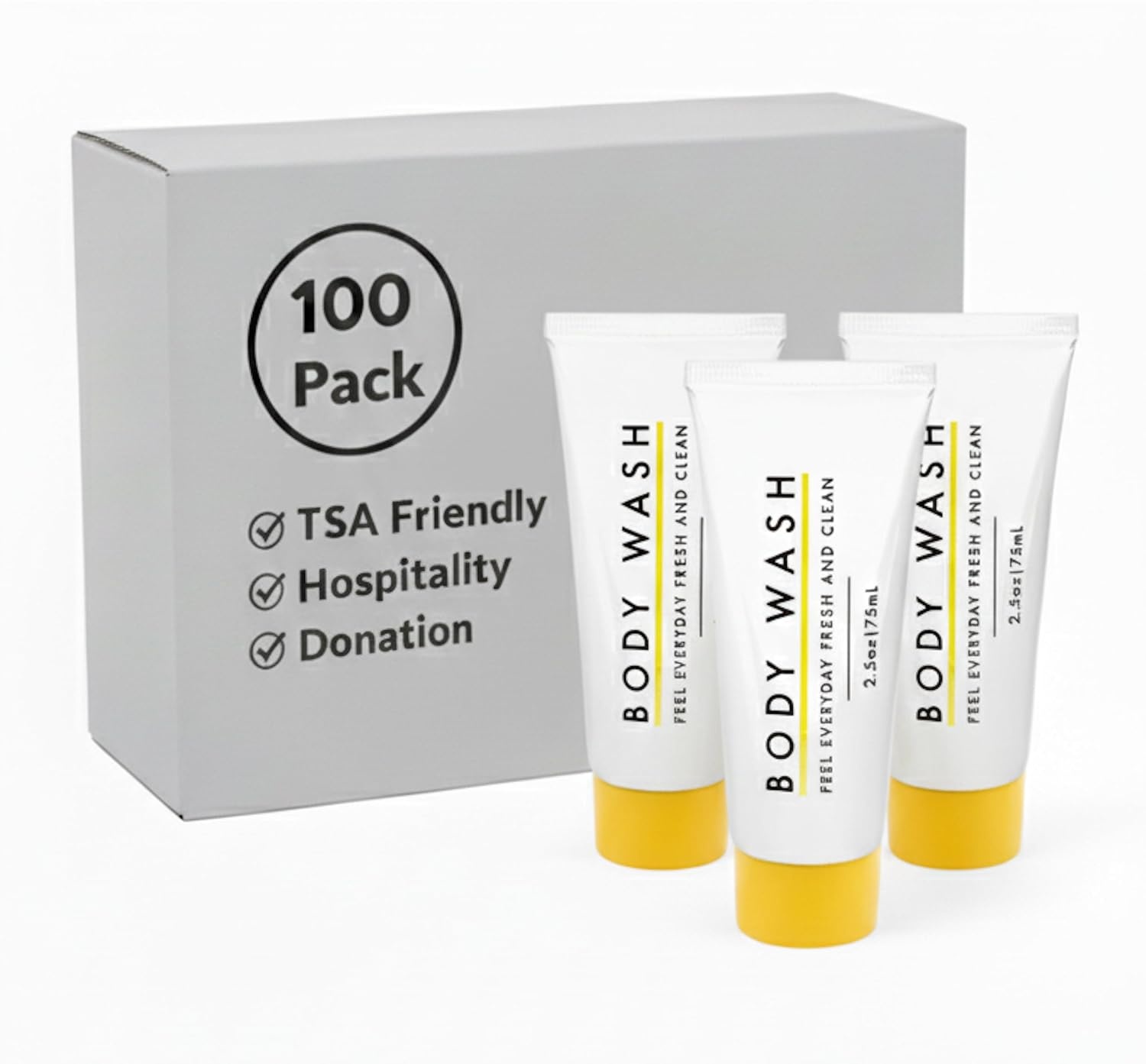 Trail maker 100 pack 1 oz Body Wash for Travel, Hospitality, Donation, Charity, Homeless Care (100 bottles 1 ounce each)(Women’s Scented)