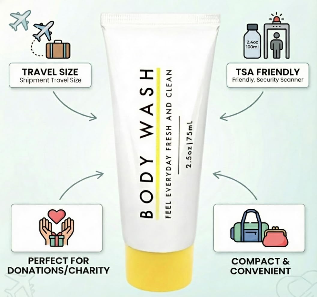 Trail maker 100 pack 1 oz Body Wash for Travel, Hospitality, Donation, Charity, Homeless Care (100 bottles 1 ounce each)(Women’s Scented)