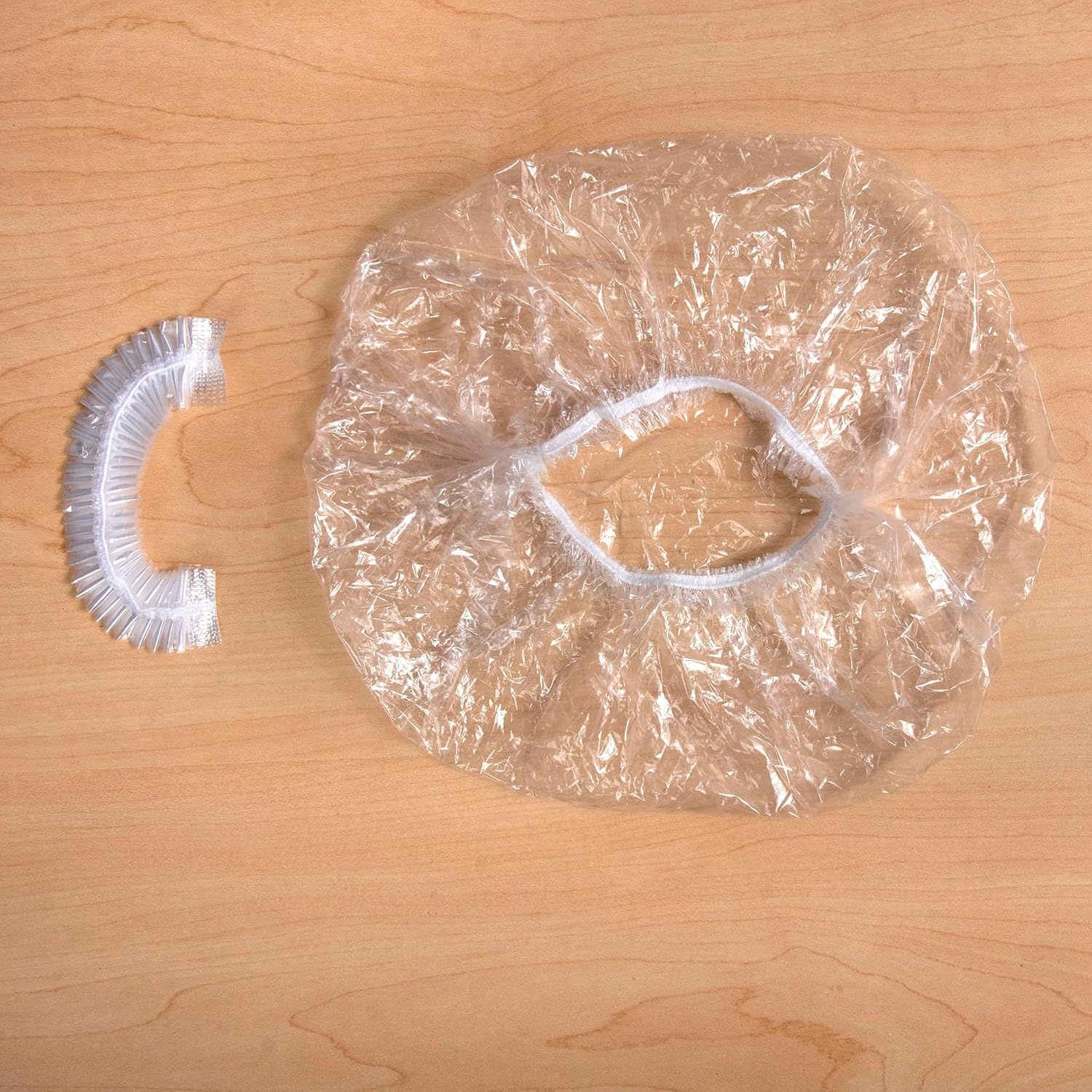 50 Pack Shower Caps 16.5 Inch Clear Reusable Disposable Individually Wrapped for Hair Care, Hospitality, Hotel, Charity, Donation Drives(Clear)