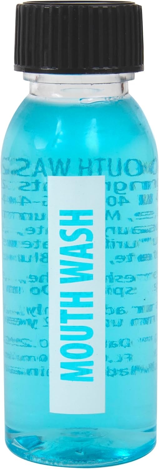 100 Bottles 1 oz. Mouth Wash for Dental Hygiene, Oral Care, Cavity Prevention, Hospitality, Hotel, Charity, Donation Drives (1 Ounce)(1 Fl Oz (Pack of 100))