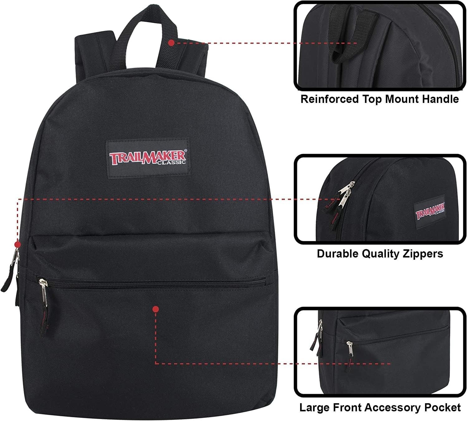 Trail maker Backpack with School Supplies for Kids – 20 Piece Back to School Supplies with 17″ Backpack (Black)(Black Pack)