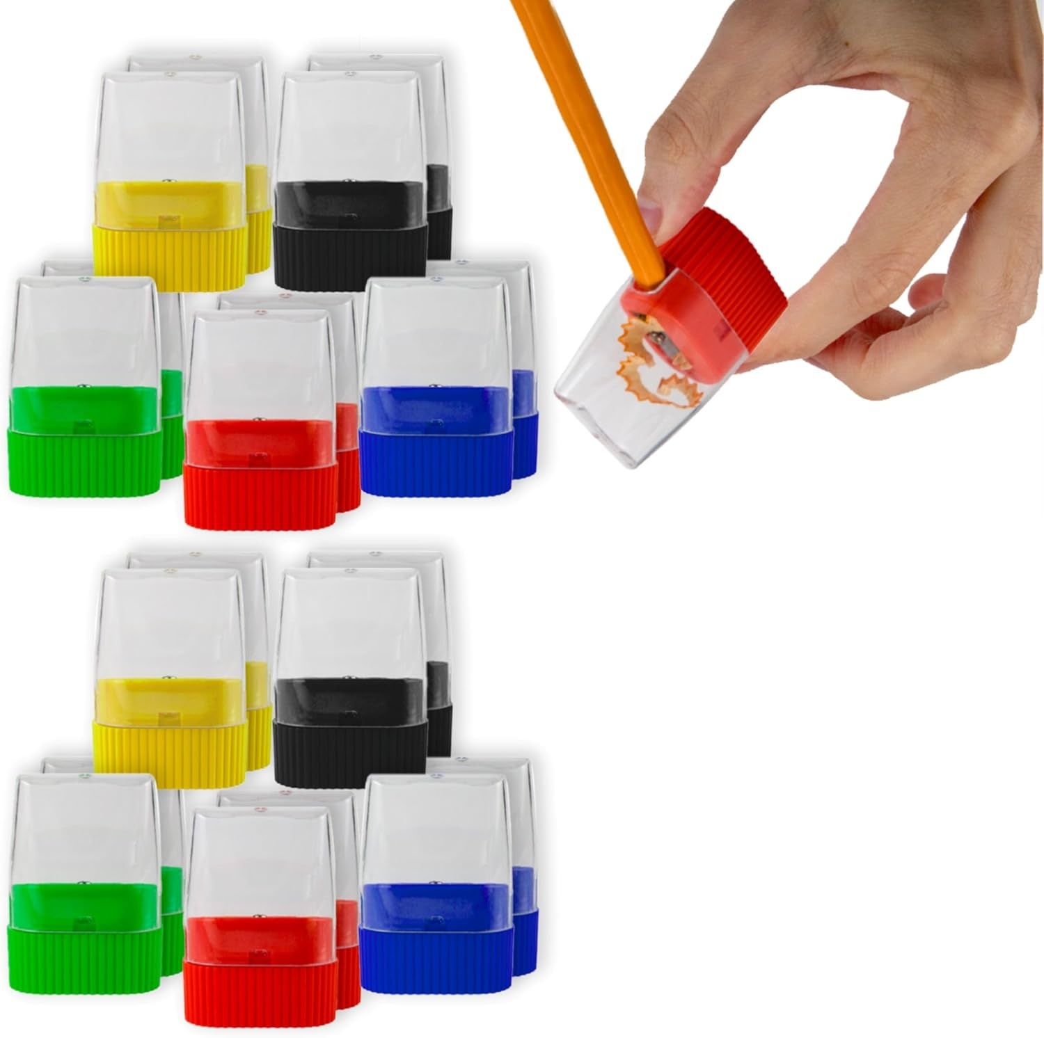 25 Pack Handheld Manual Pencil Sharpeners in Bulk Plastic Pencil Sharpeners for School, Kids, Teachers – Use for Colored Pencils, #2 Pencils, Crafts, Art Classrooms, Camp(25 Sharpeners Pack)