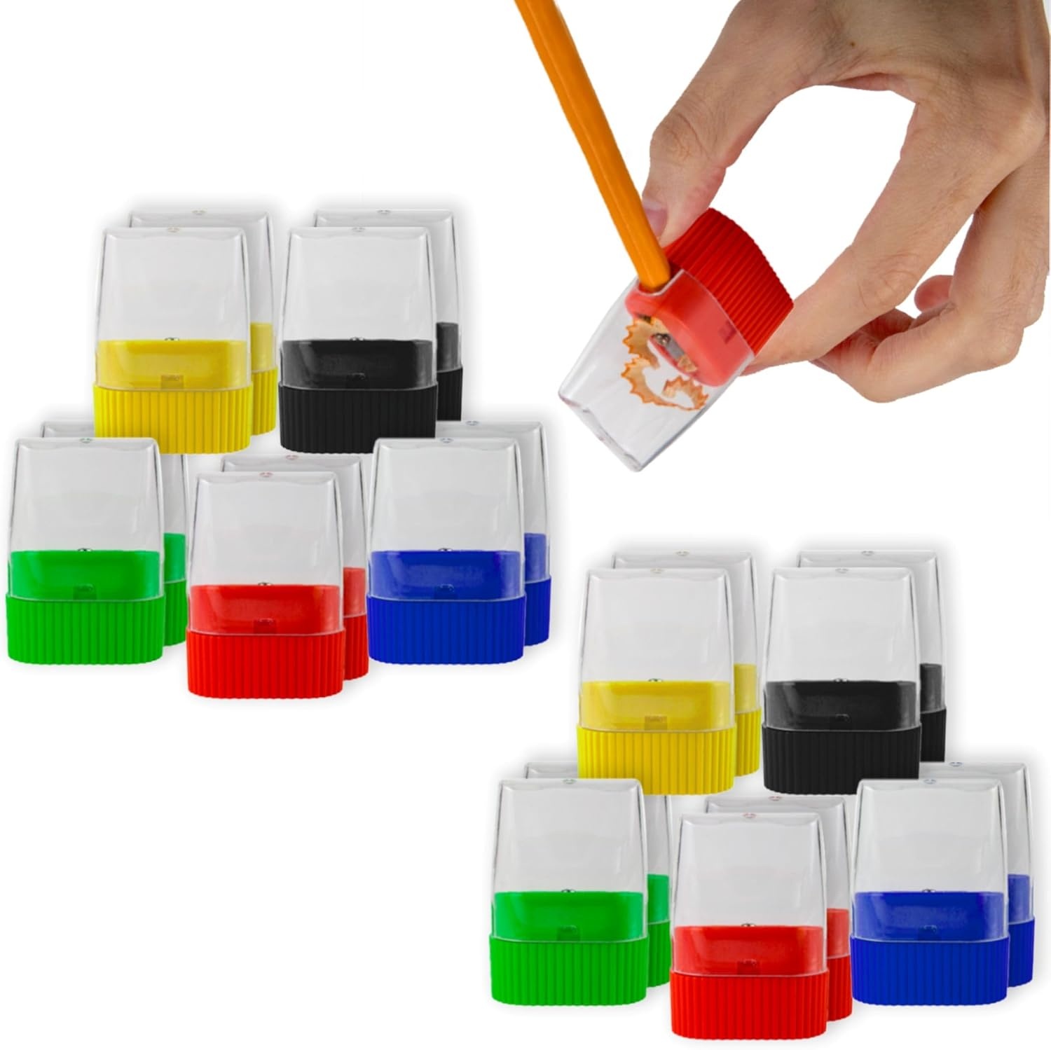 25 Pack Handheld Manual Pencil Sharpeners in Bulk Plastic Pencil Sharpeners for School, Kids, Teachers – Use for Colored Pencils, #2 Pencils, Crafts, Art Classrooms, Camp(100 Sharpeners Pack)