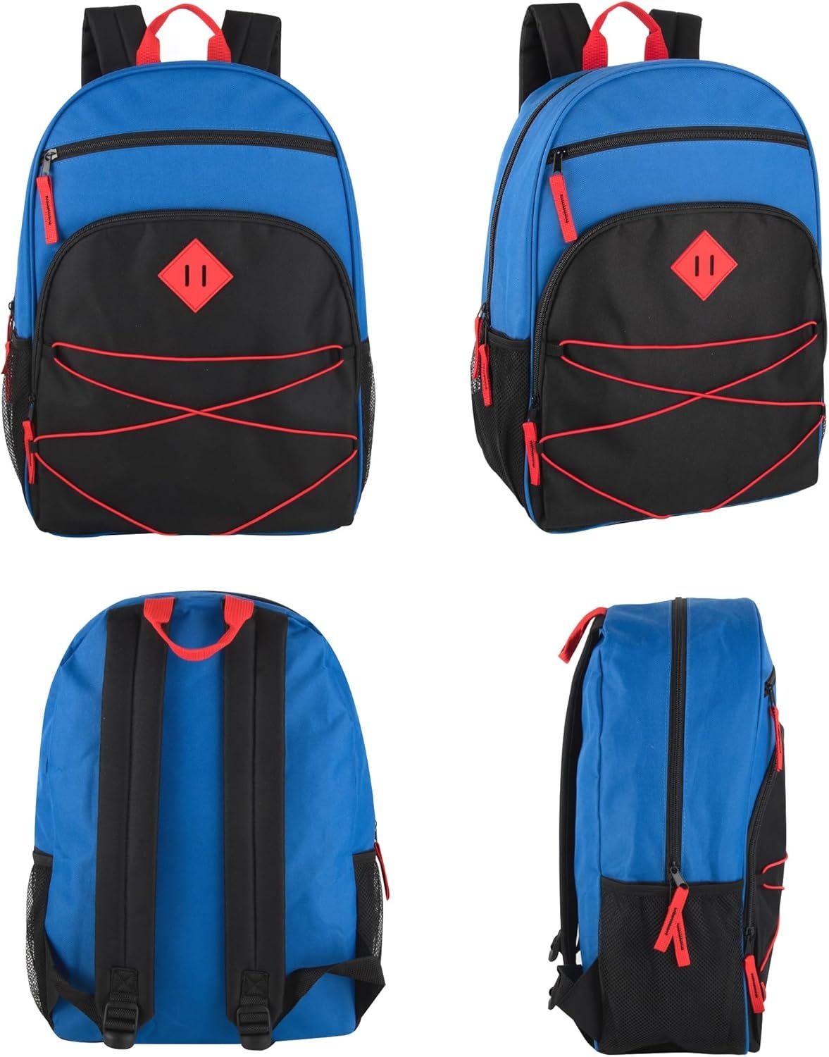 Trail maker Kids Backpacks with School Supplies for Boys, Girls | 20 Piece Back to School Supplies Set with 17″ Bungee Backpack (Red & Black)(Blue & Black)