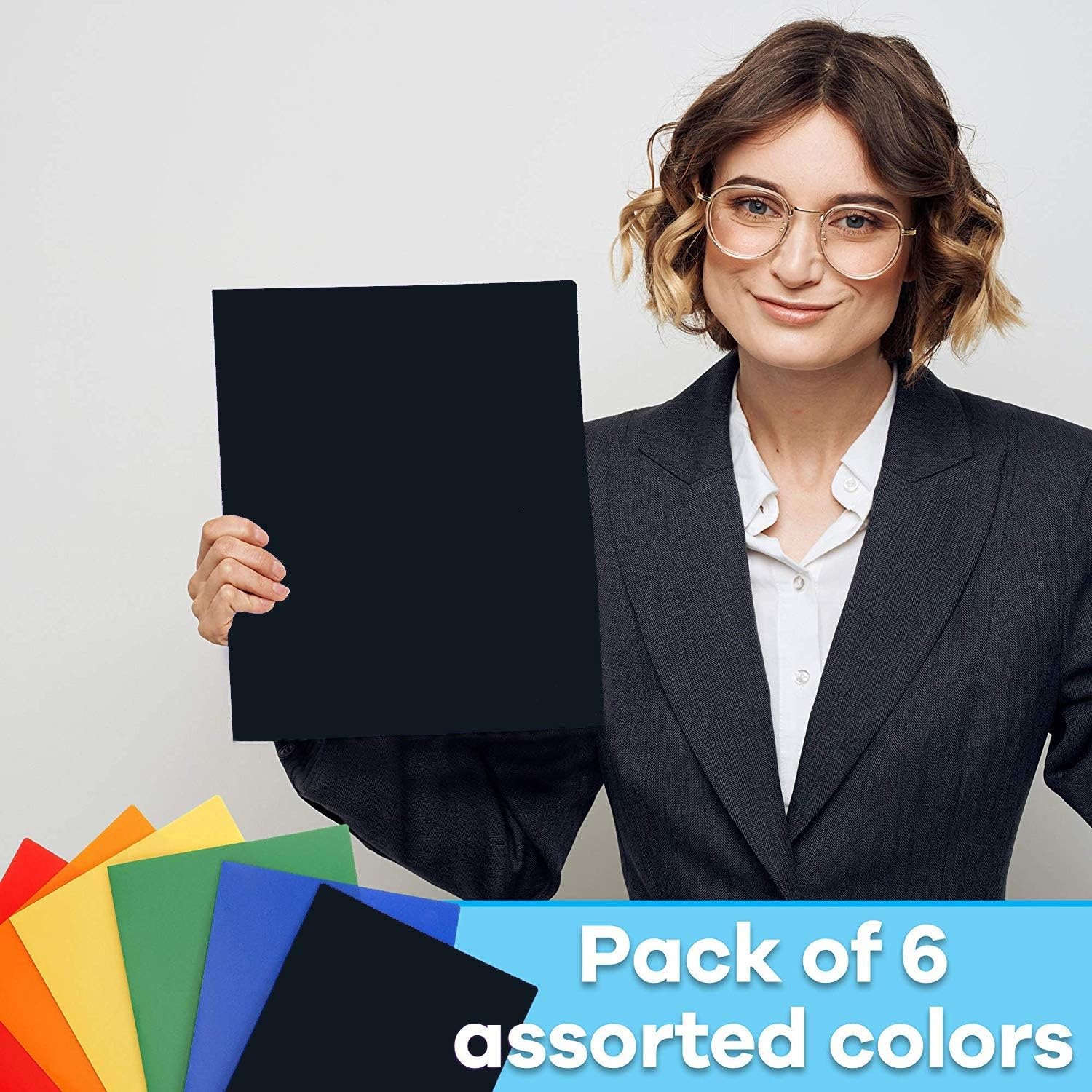 Bulk Colorful Paper Folders with Pockets Heavy Duty Wholesale Pocket Folders for 3 Ring Binder (50 Folders in 6 Colors)(50 Folders in 6 Colors)