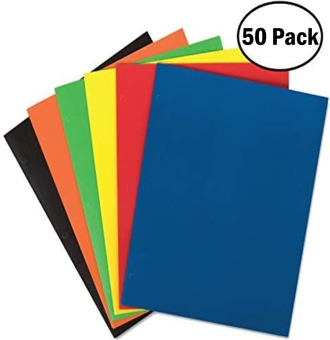 Bulk Colorful Paper Folders with Pockets Heavy Duty Wholesale Pocket Folders for 3 Ring Binder (50 Folders in 6 Colors)(50 Folders in 6 Colors)