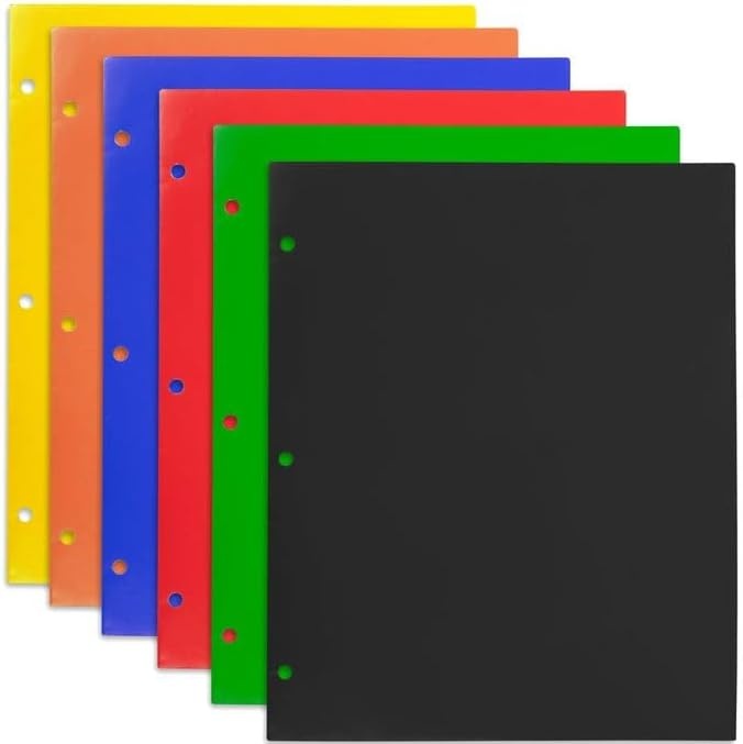 Bulk Colorful Paper Folders with Pockets Heavy Duty Wholesale Pocket Folders for 3 Ring Binder (50 Folders in 6 Colors)(50 Folders in 6 Colors)