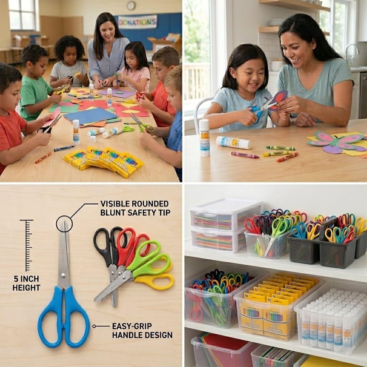 Trail maker (100 Pack) Kids Safety Scissors, 5-Inch Blunt Tip, Assorted Color Classroom Scissors for School Supplies, Arts, Crafts, Students & Teachers(100 Pack (#2))