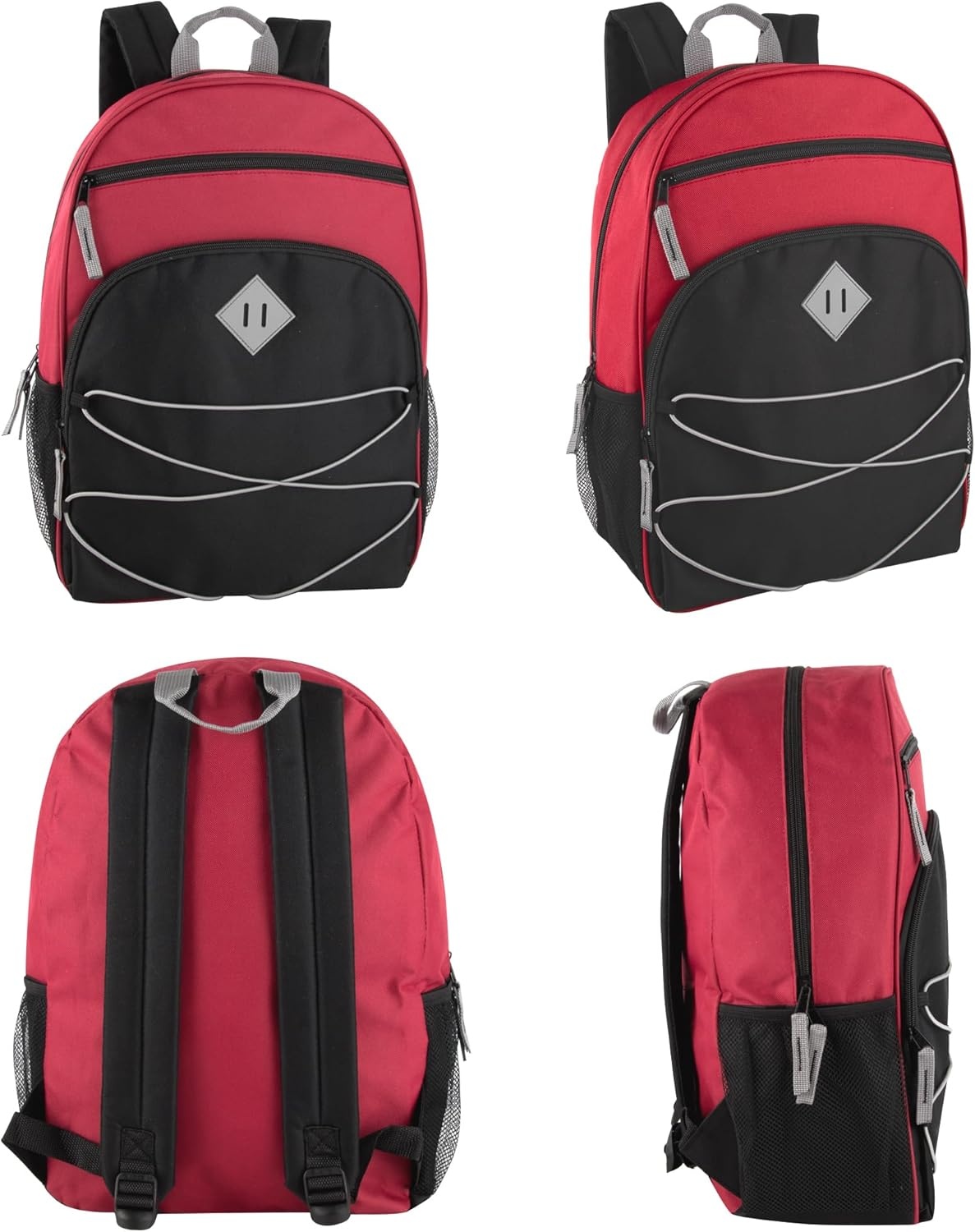 Trail maker Kids Backpacks with School Supplies for Boys, Girls | 20 Piece Back to School Supplies Set with 17″ Bungee Backpack (Red & Black)(Red & Black)