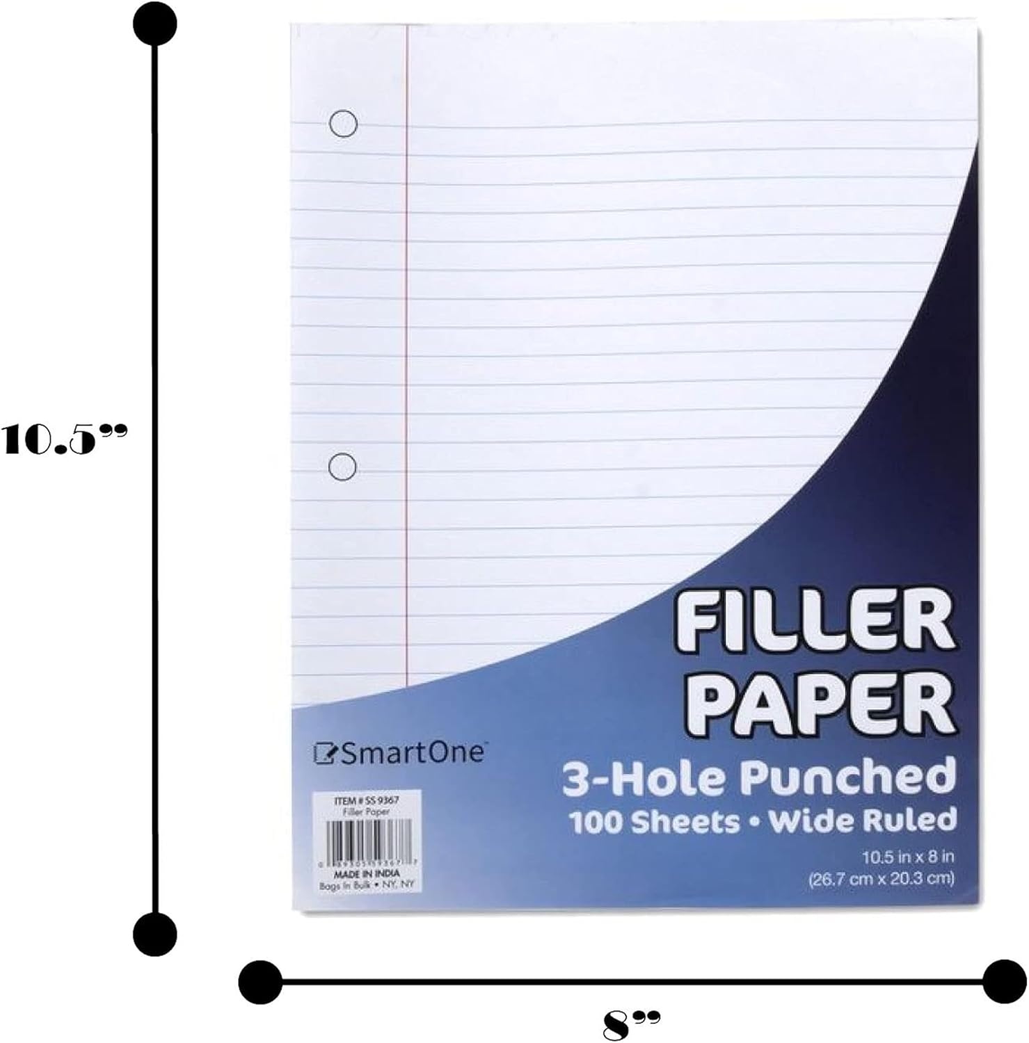 Trail Maker (50 Pack) Bulk Filler Paper Wide Ruled, 8 x 10-1/2 Inch Wide Ruled Paper, 3 Hole Punch, Loose Leaf Notebook Paper for 3 Ring Binders, 5000 sheets total(Wide Ruled)