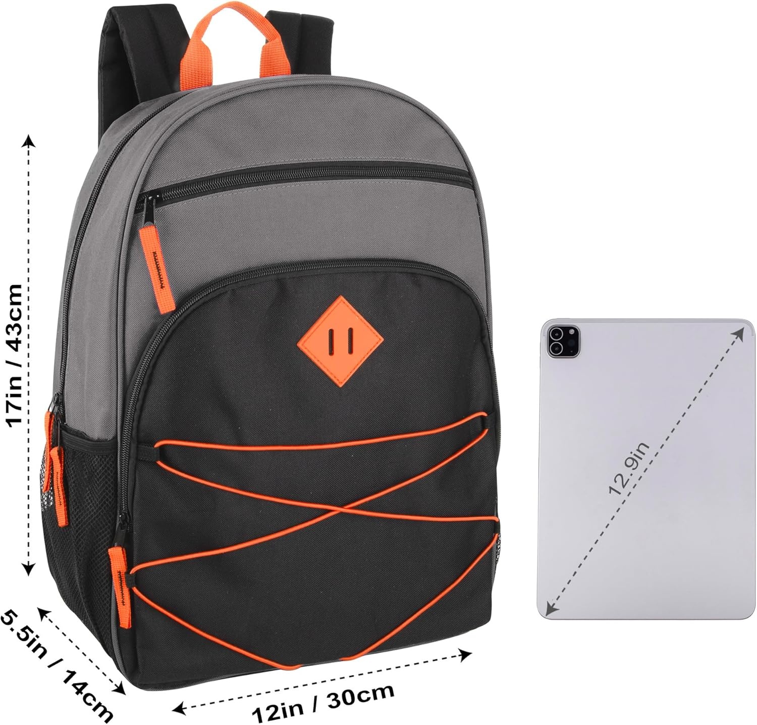 Trail maker Kids Backpacks with School Supplies for Boys, Girls | 20 Piece Back to School Supplies Set with 17″ Bungee Backpack (Red & Black)(Grey & Black)