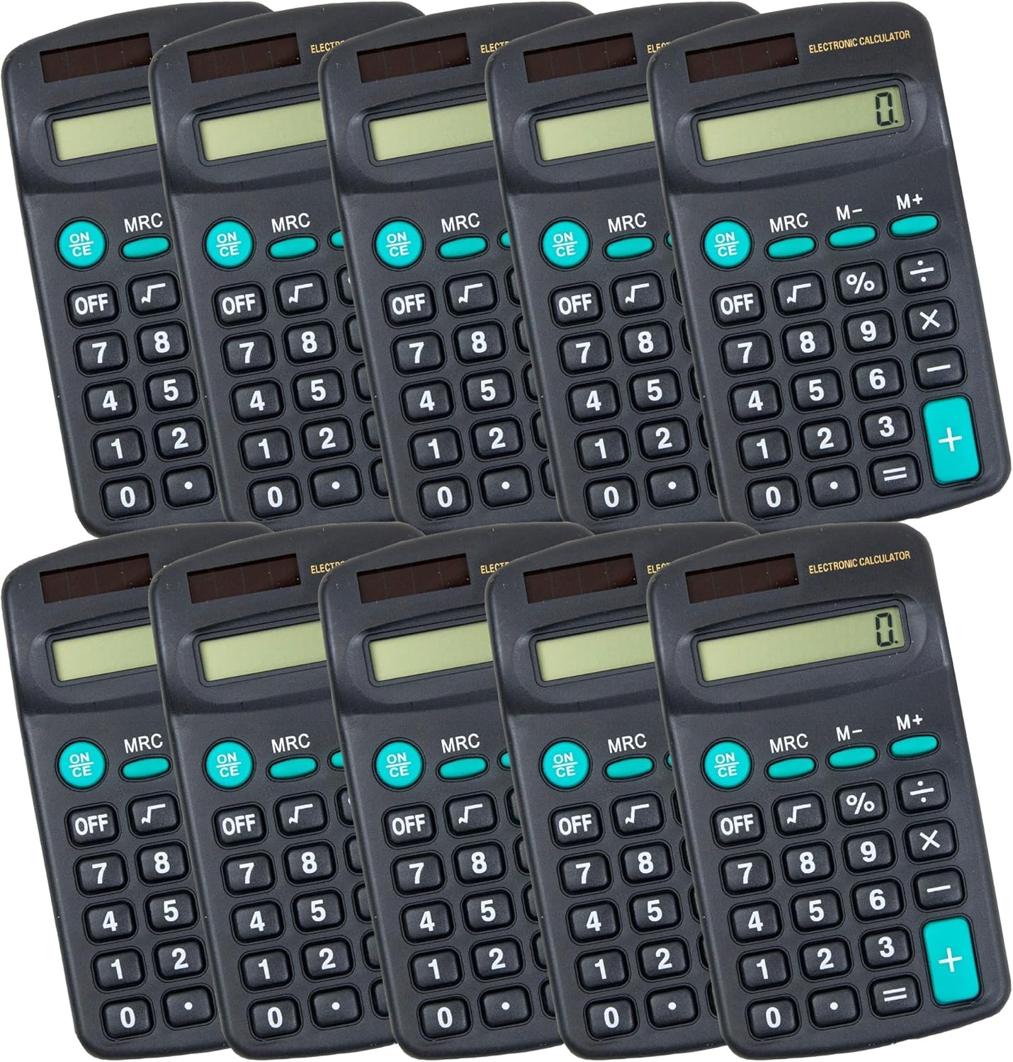 Trail Maker (100 Pack) Bulk Solar Calculators for Students & Kids, Basic 4 Function Pocket Math Calculators for Elementary, Middle & High School Classroom Supplies, Black