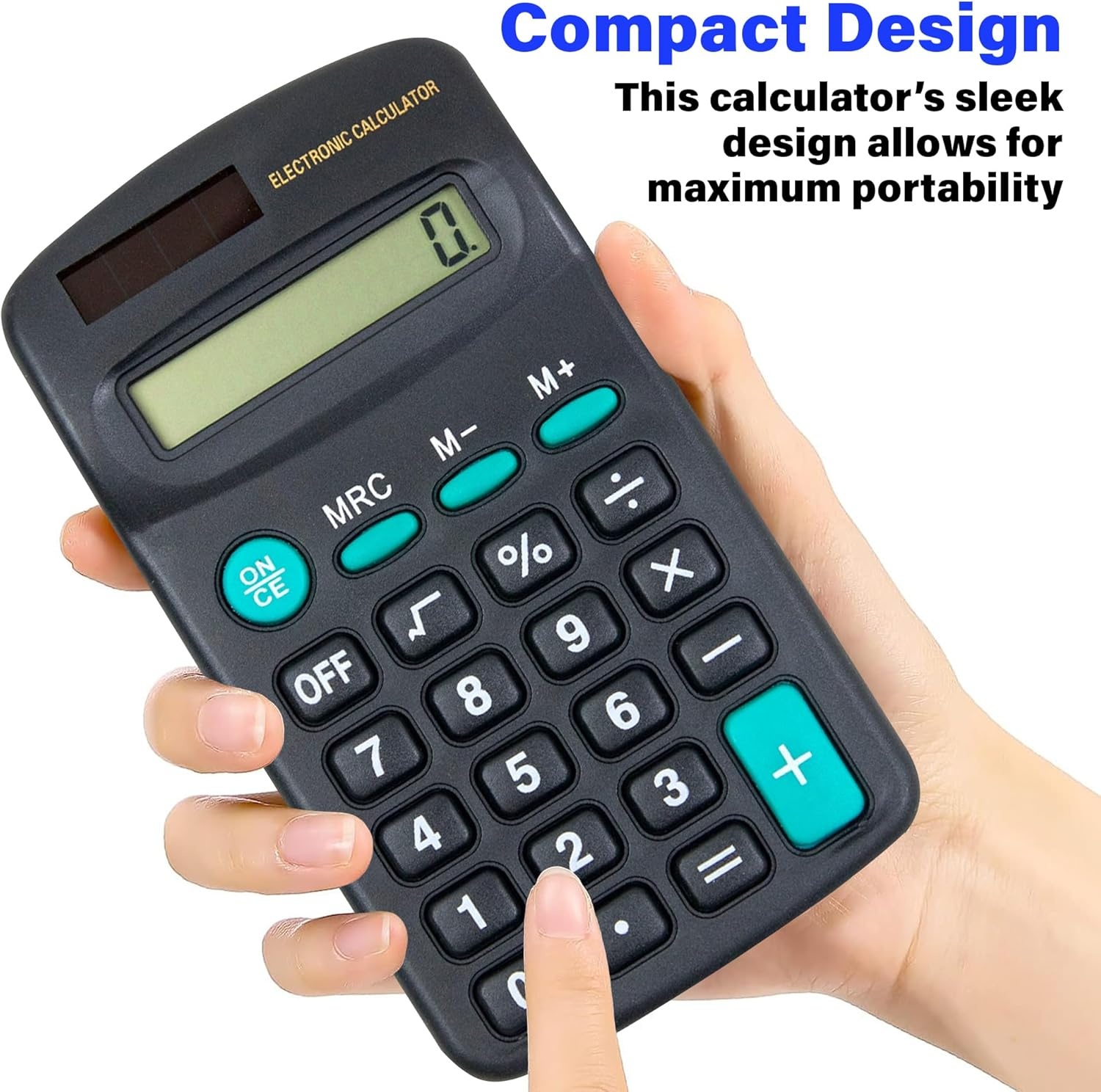 Trail Maker (100 Pack) Bulk Solar Calculators for Students & Kids, Basic 4 Function Pocket Math Calculators for Elementary, Middle & High School Classroom Supplies, Black