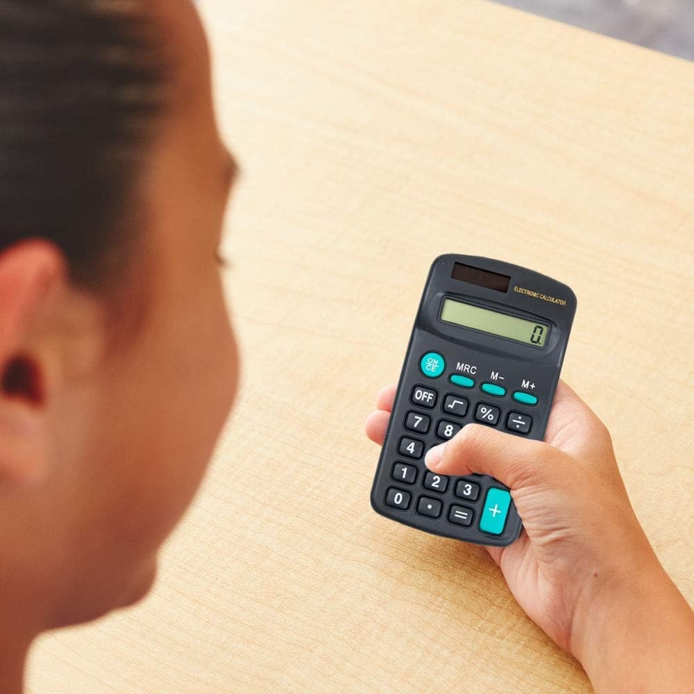 Trail Maker (100 Pack) Bulk Solar Calculators for Students & Kids, Basic 4 Function Pocket Math Calculators for Elementary, Middle & High School Classroom Supplies, Black