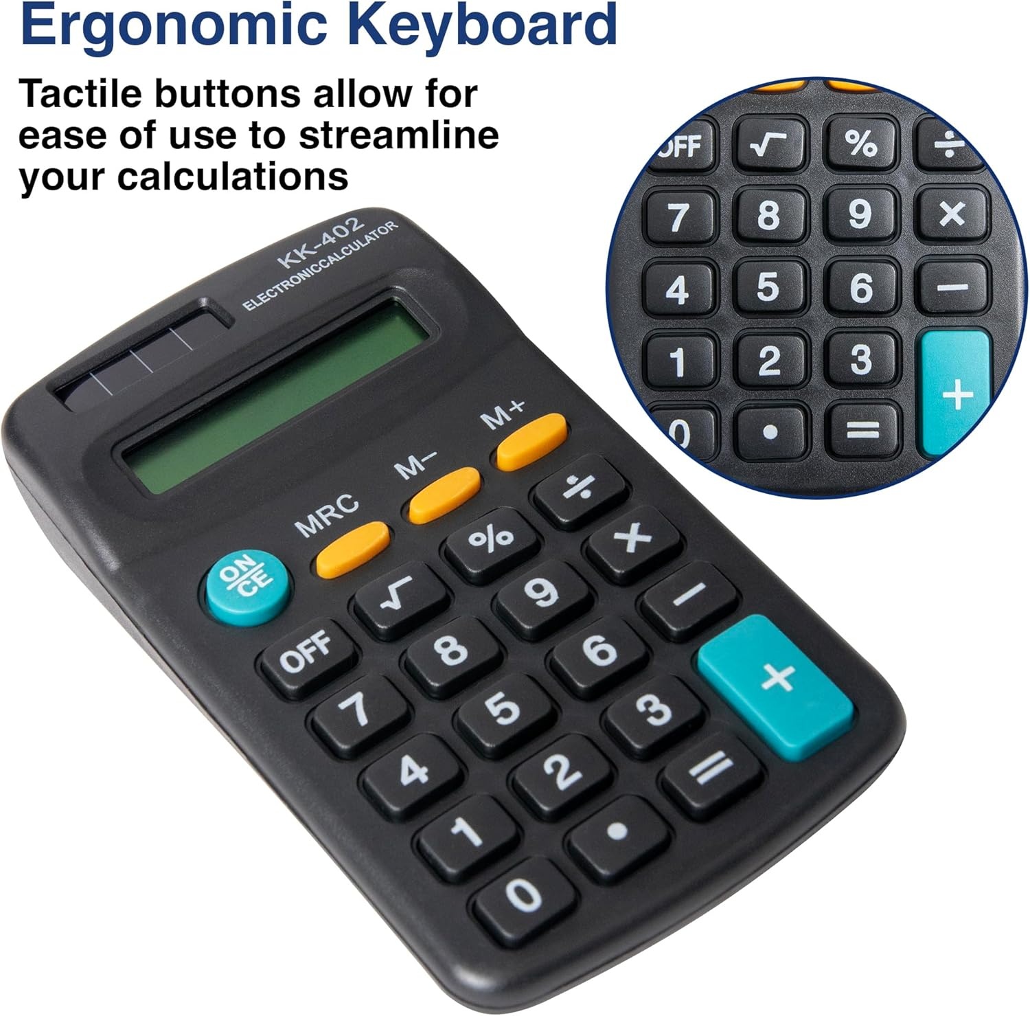 Trail Maker (100 Pack) Bulk Solar Calculators for Students & Kids, Basic 4 Function Pocket Math Calculators for Elementary, Middle & High School Classroom Supplies, Black