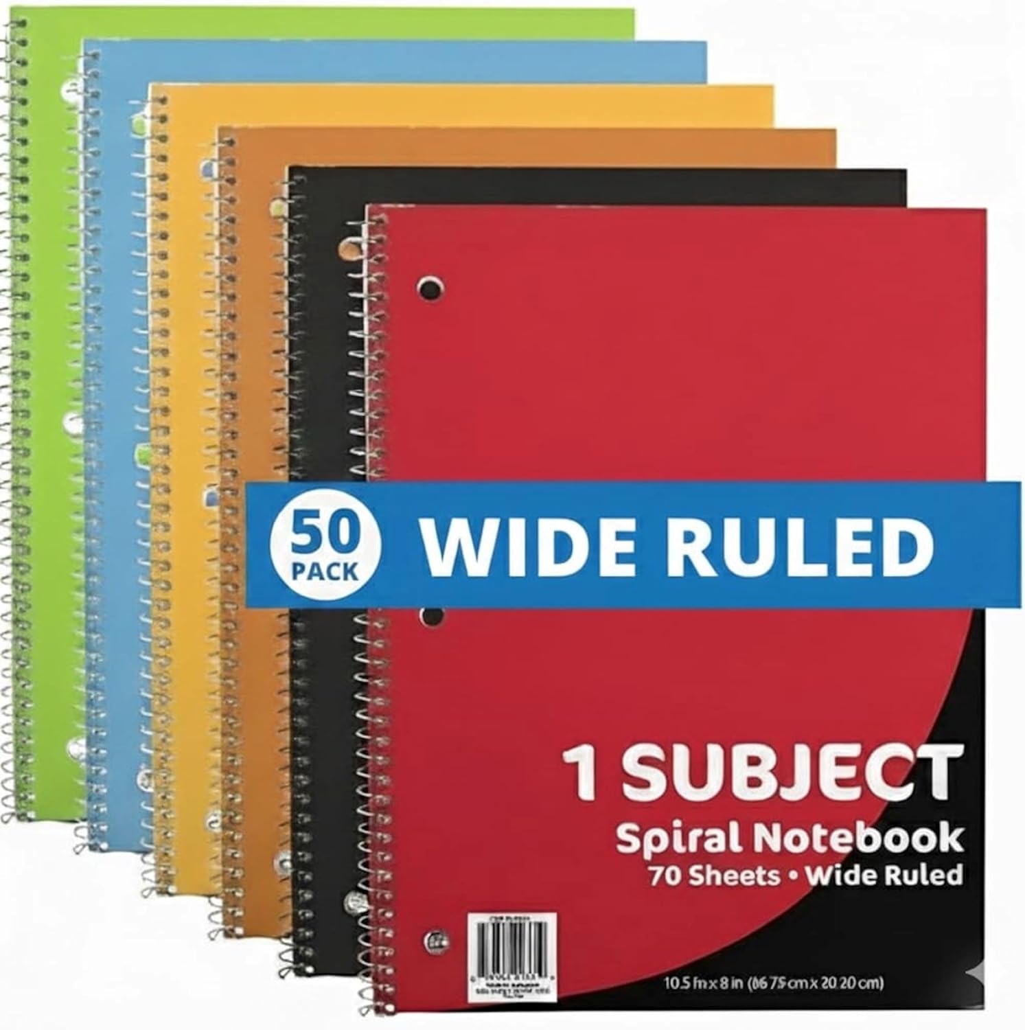 Trail maker Bulk Notebooks (50 Pack), One Subject Notebooks Wide Ruled, 140 Pages (70 Sheets),Spiral Bulk Notebooks for Kids, School Supplies, Journaling, Note Taking, Students, and Work(50 Pack)