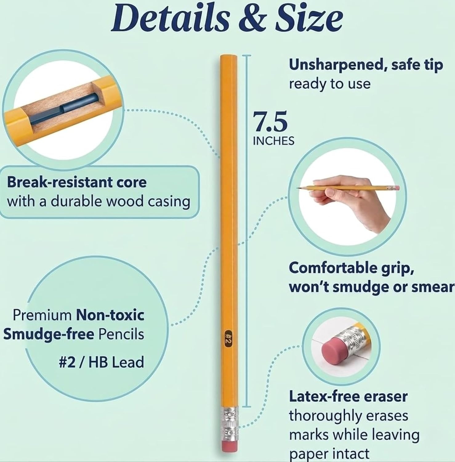 Trail maker Wood Cased #2 HB Pencils – 500 Unsharpened Yellow Pencils in Bulk for School, Office (100 5-Packs)(200 Pencils)