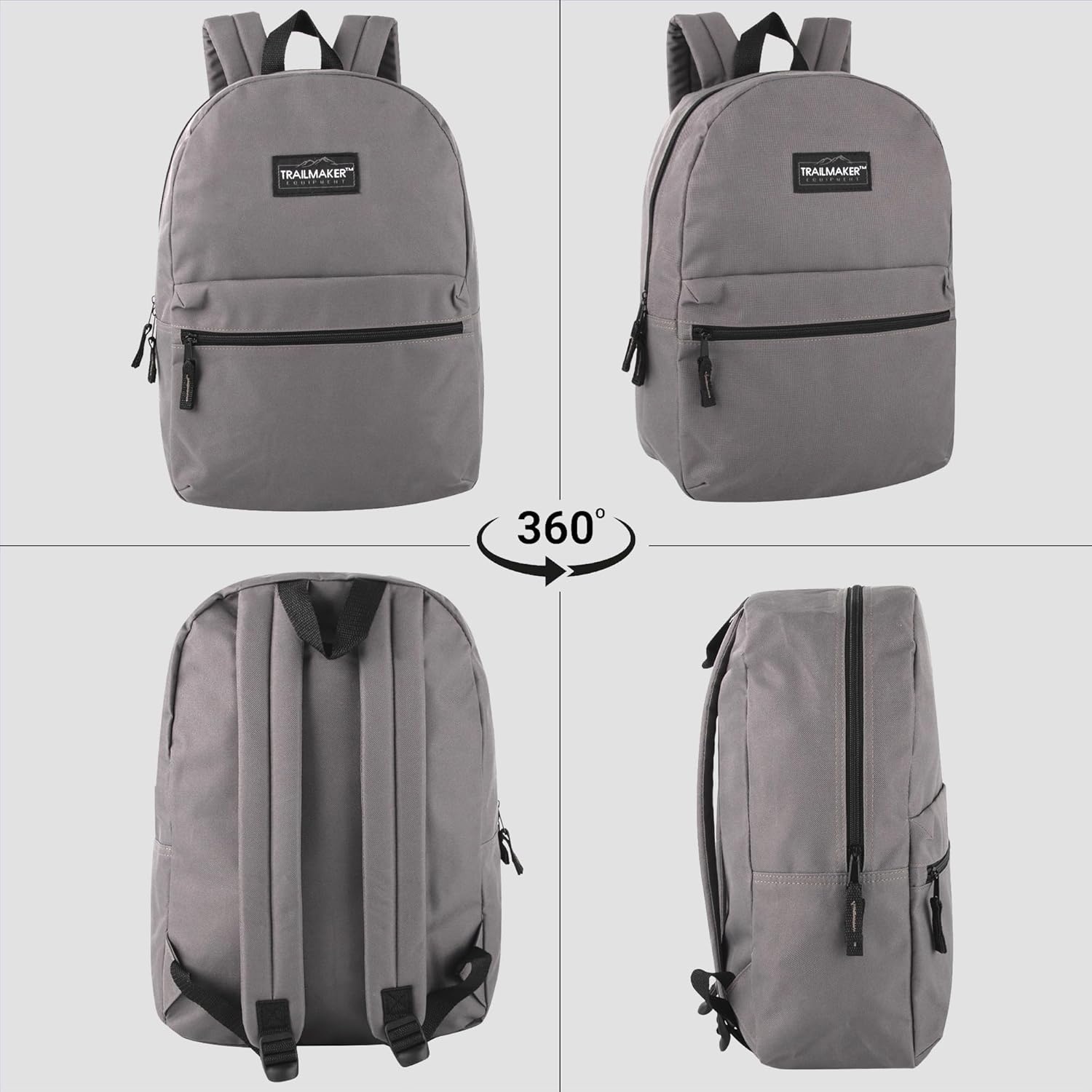 Trail maker Classic 17 inch Backpacks with Adjustable Padded Straps | School Backpacks for Girls, Boys (Green)(Grey)