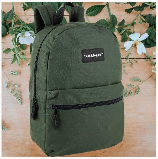Trail maker Classic 17 inch Backpacks with Adjustable Padded Straps | School Backpacks for Girls, Boys (Green)(Green)