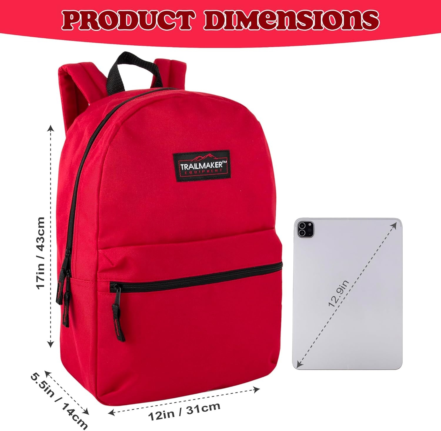 Trail maker Classic 17 inch Backpacks with Adjustable Padded Straps | School Backpacks for Girls, Boys (Green)(Red)