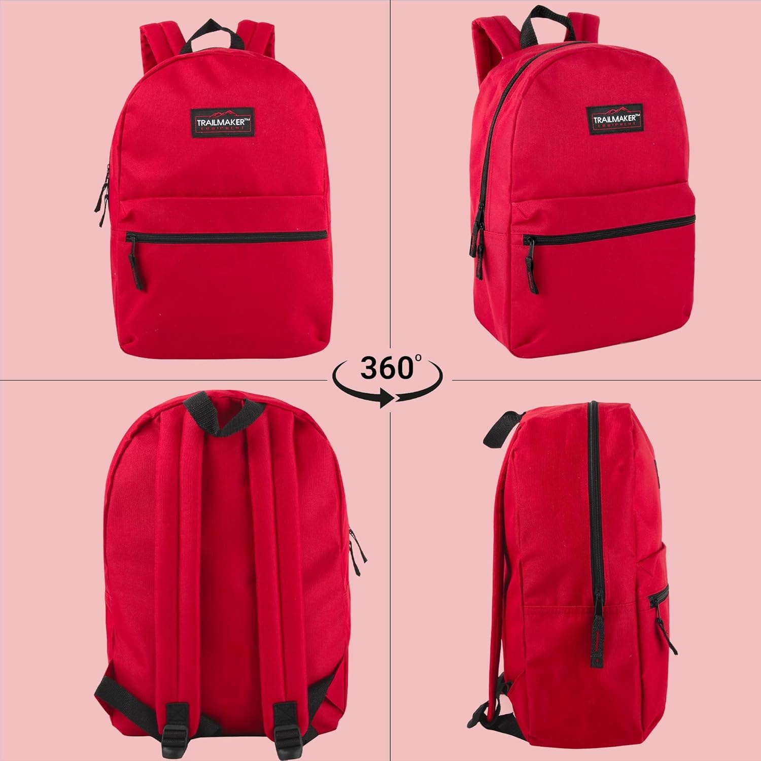 Trail maker Classic 17 inch Backpacks with Adjustable Padded Straps | School Backpacks for Girls, Boys (Green)(Red)