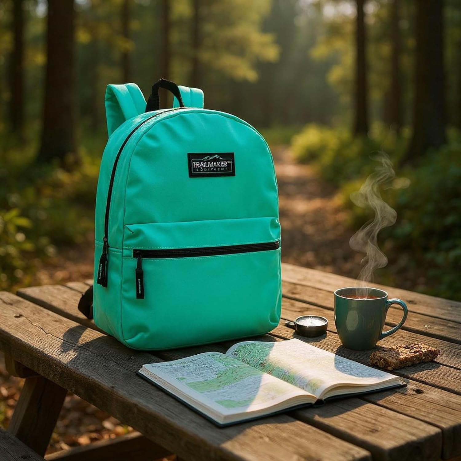 Trail maker Classic 17 inch Backpacks with Adjustable Padded Straps | School Backpacks for Girls, Boys (Green)(Aqua)