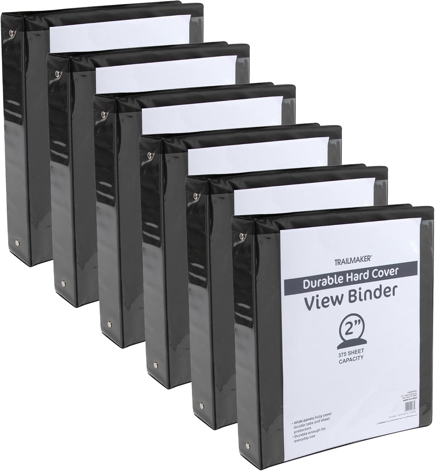 (50 Pack) 2 Inch Binders 3 Ring Hardcover Binders in Bulk with Clear View Cover, Pockets for Classroom, Office, Portfolios | Bulk School, Teacher, Office Supplies (Black Only Pack)(Black Only Pack)