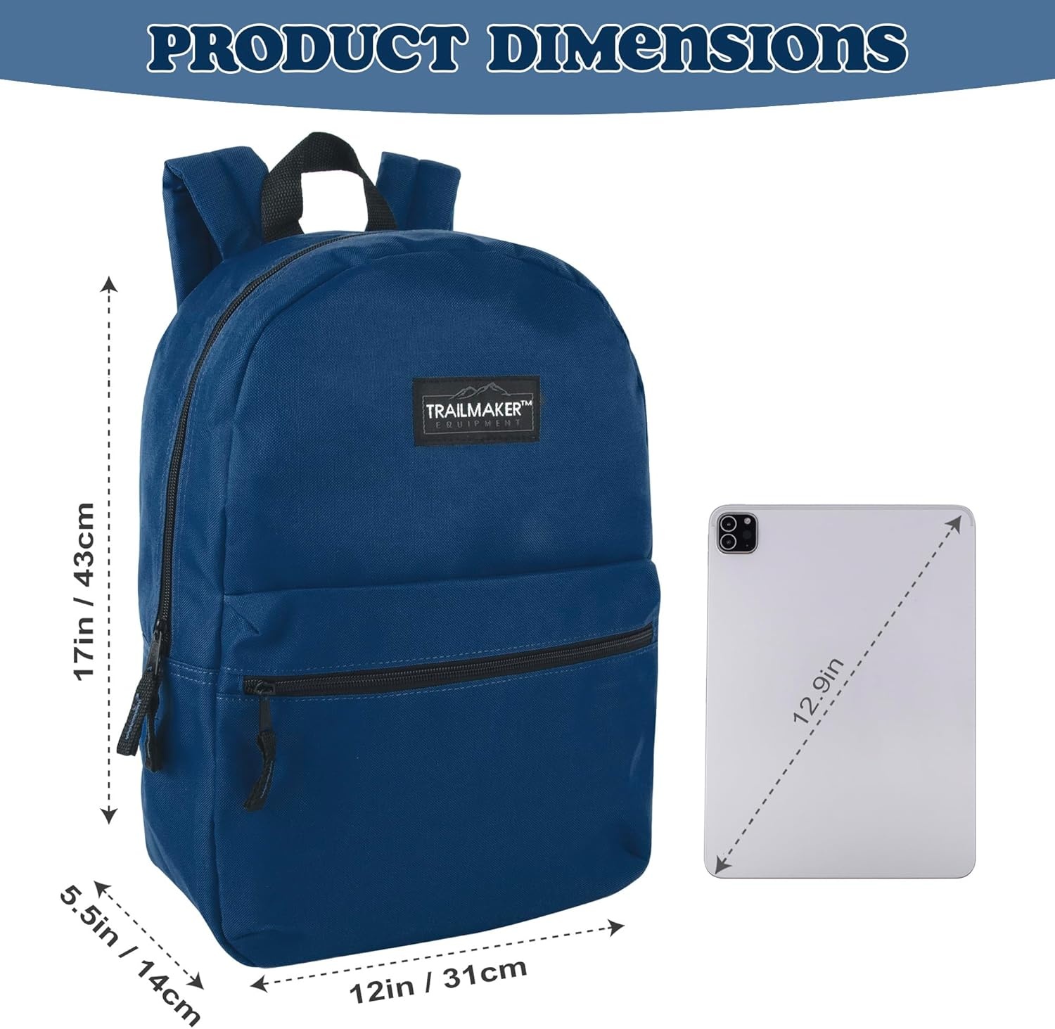 Trail maker Classic 17 inch Backpacks with Adjustable Padded Straps | School Backpacks for Girls, Boys (Green)(Navy)