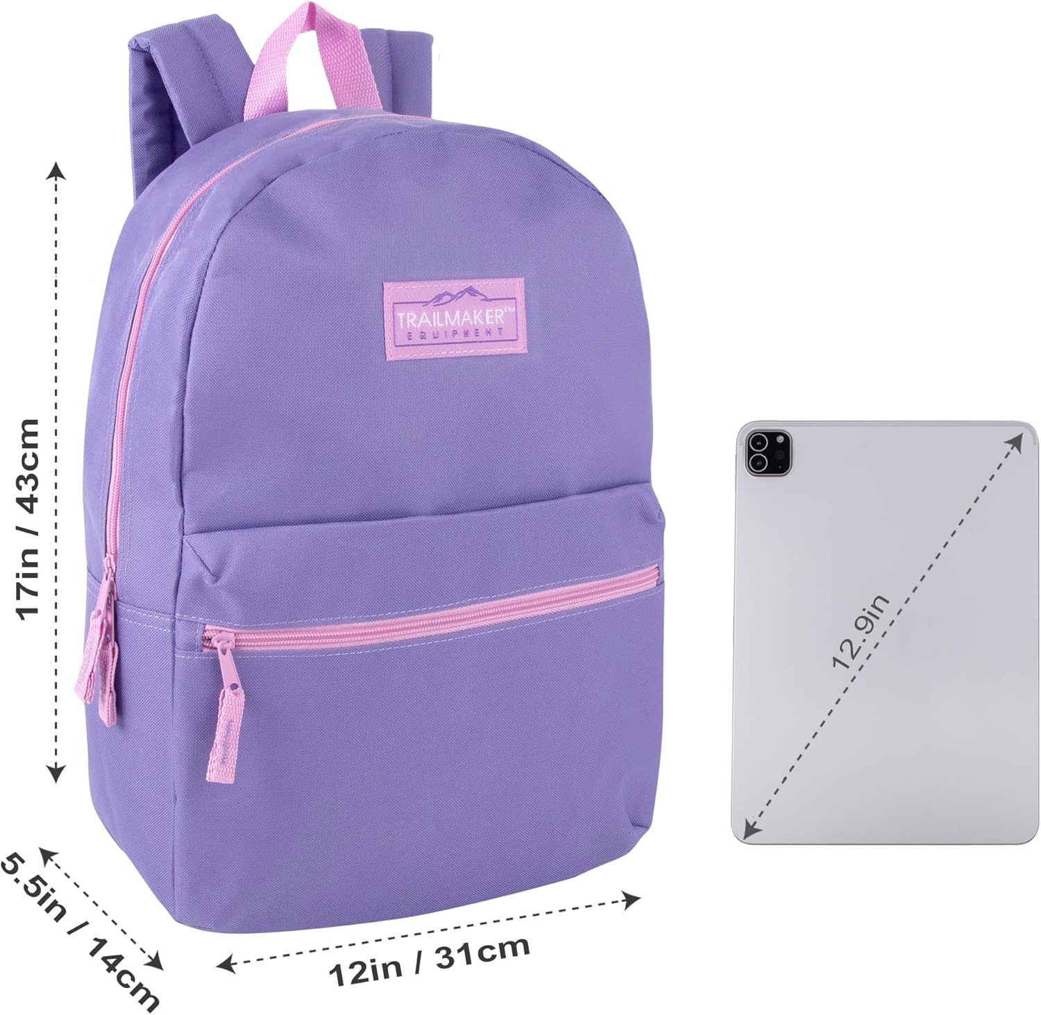 Trail maker 24 Pack 17 Inch Backpacks in Bulk Backpacks for Boys, Girls, School, and Homeless Donation(Purple)