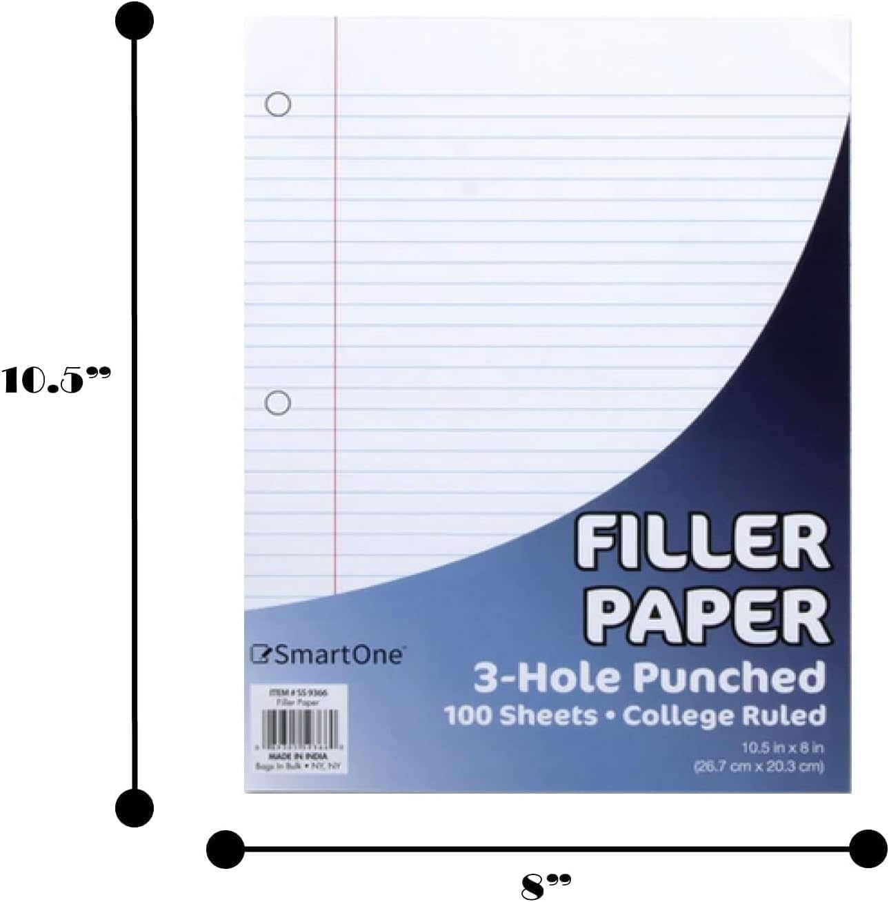Trail Maker (50 Pack) Bulk Filler Paper College Ruled, 8 x 10-1/2 Inch College Ruled Paper, 3 Hole Punch, Loose Leaf Notebook Paper for 3 Ring Binders, 5000 sheets total(College Ruled)
