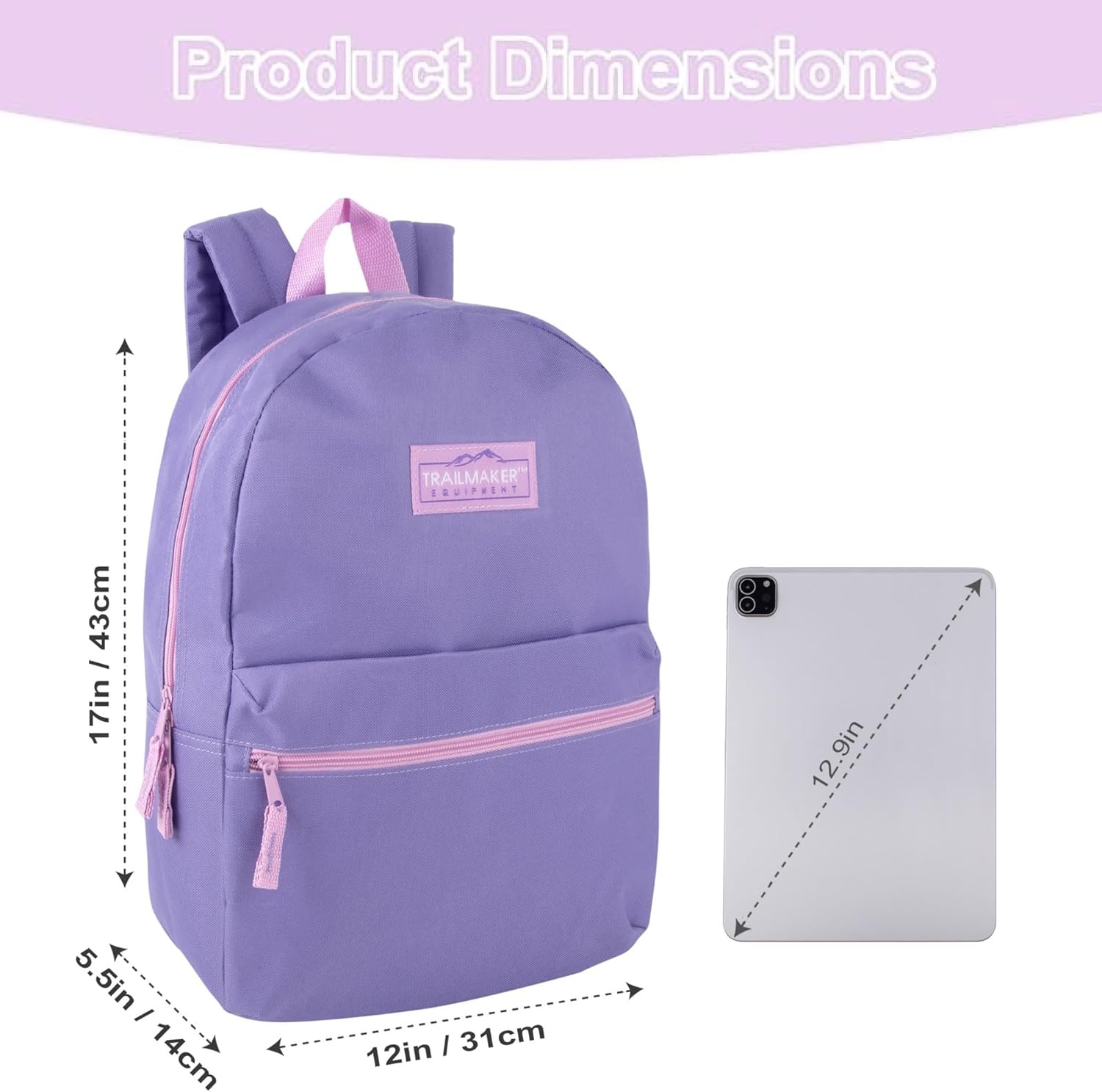 Trail maker Classic 17 inch Backpacks with Adjustable Padded Straps | School Backpacks for Girls, Boys (Green)(Purple)